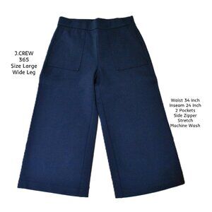 J.CREW Pants L Blue 2 Pockets Waist 34 Inch Side Zipper Machine Wash